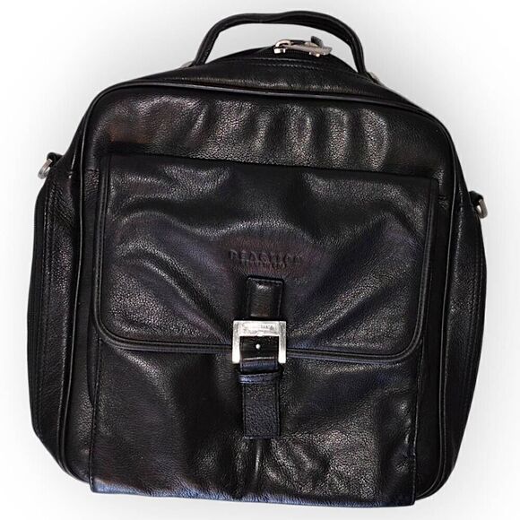 Kenneth Cole Reaction Leather Laptop‎ Tablet Messenger Black Bag - Picture 1 of 16